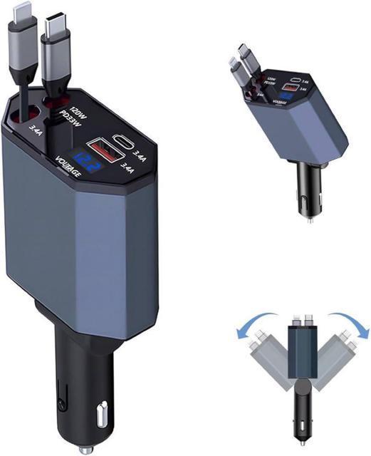 シガーソケット 車 充電器 USB 巻き取り式ケーブル 4台同時充電 < 自動車/バイク シガーソケット 車 充電器 USB 巻き取り式ケーブル 4台同時充電 < 自動車/バイク