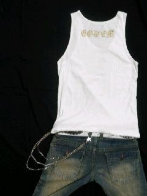 ラメ入ゴールド箔♪英字ロゴプリントタンクトップ < 男性ファッション ラメ入ゴールド箔♪英字ロゴプリントタンクトップ < 男性ファッションの