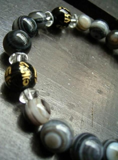 ☆即決☆観音真言彫オニキスx天眼石ブレスレット < 女性アクセサリー/時計 ☆即決☆観音真言彫オニキスx天眼石ブレスレット < 女性アクセサリー/時計の