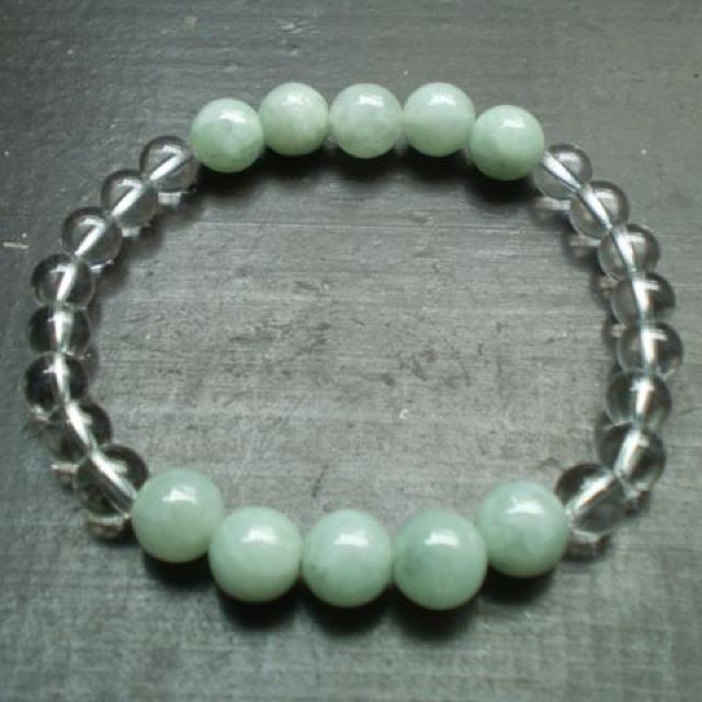 本翡翠・ジェダイトx水晶ブレスレット < 女性アクセサリー/時計 本翡翠・ジェダイトx水晶ブレスレット < 女性アクセサリー/時計の