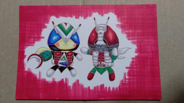 自作イラスト クリノッペ×仮面ライダー 仮面ライダーV3&ライダーマン < アニメ/コミック/キャラクター  自作イラスト クリノッペ×仮面ライダー 仮面ライダーV3&ライダーマン  < アニメ/コミック/キャラクターの