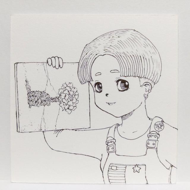 オリジナルイラスト 手描きイラスト キャンバス 花 女の子 ハンドメイド 自作 原画 モノクロ インテリア アナログ アート 絵 < アニメ/コミック/キャラクター  オリジナルイラスト 手描きイラスト キャンバス 花 女の子 ハンドメイド 自作 原画 モノクロ インテリア アナログ アート 絵  < アニメ/コミック/キャラクターの