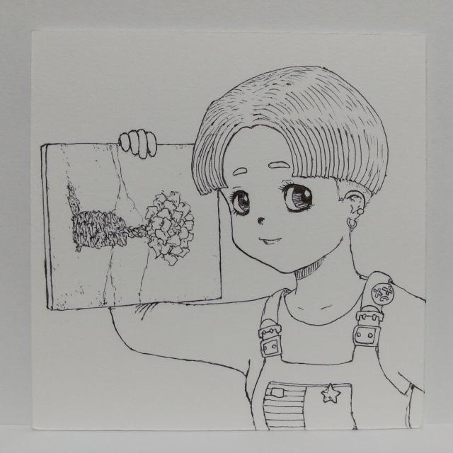 オリジナルイラスト 手描きイラスト キャンバス 花 女の子 ハンドメイド 自作 原画 モノクロ インテリア アナログ アート 絵 < アニメ/コミック/キャラクター  オリジナルイラスト 手描きイラスト キャンバス 花 女の子 ハンドメイド 自作 原画 モノクロ インテリア アナログ アート 絵 < アニメ/コミック/キャラクターの