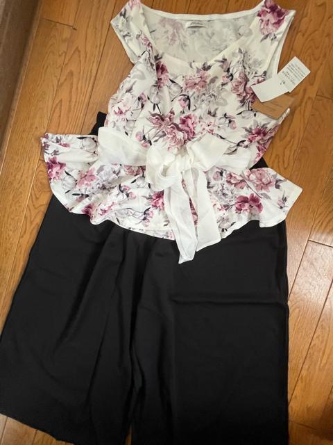 Lサイズ!新品!ノースリーブ!ストレッチ!トップスandガウチョパンツ!エレガント!上下セット!新品! < 女性ファッション  Lサイズ!新品!ノースリーブ!ストレッチ!トップスandガウチョパンツ!エレガント!上下セット!新品! < 女性ファッションの