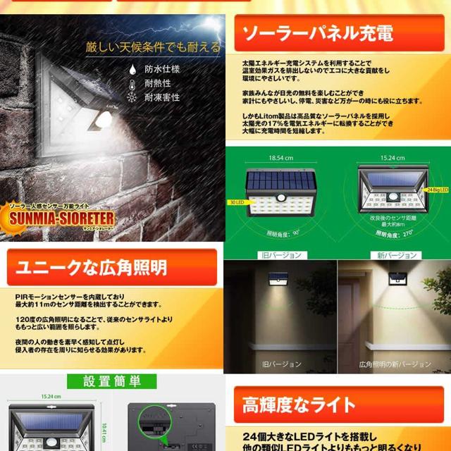 サンミア・シオレーター ソーラーライト 人感センサー 広角 < 家電/AV  サンミア・シオレーター ソーラーライト 人感センサー 広角 < 家電/AVの