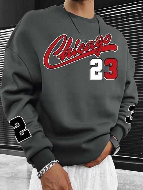 超お買い得1990円★メンズ シカゴ23  スウェットシャツ ルーズフィット USAサイズM(日本サイズXL相当)暗灰色 < 男性ファッション  超お買い得1990円★メンズ シカゴ23  スウェットシャツ ルーズフィット USAサイズM(日本サイズXL相当)暗灰色  < 男性ファッションの