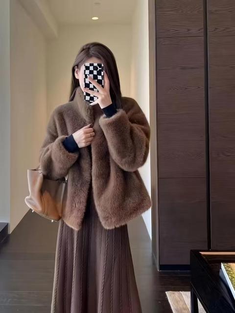 超お買い得4890円★フォックスファーオープンフロントファジーコート、エレガントなアウターウェア 日本サイズLベージュ < 女性ファッション 超お買い得4890円★フォックスファーオープンフロントファジーコート、エレガントなアウターウェア 日本サイズLベージュ < 女性ファッションの
