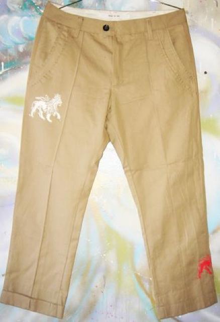 Jah Lion クロップド チノ パンツ レゲエ ライオン レア < 男性ファッション  Jah Lion クロップド チノ パンツ レゲエ ライオン レア  < 男性ファッションの