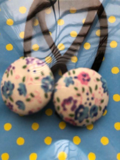 ハンドメイド ヘアゴム くるみボタン ツイン ブルー 小花 女の子 < 女性ファッション  ハンドメイド ヘアゴム くるみボタン ツイン ブルー 小花 女の子 < 女性ファッションの