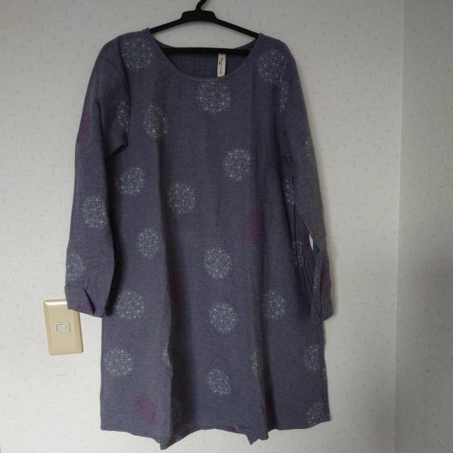 cross talk club◇長袖Aライン チュニック ブルーグレー×花 Mサイズ◇美品 < 女性ファッション  cross talk club◇長袖Aライン チュニック ブルーグレー×花 Mサイズ◇美品  < 女性ファッションの
