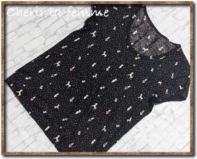 シェリーラファム プリントカットソー 黒 < ブランド  シェリーラファム プリントカットソー 黒  < ブランドの