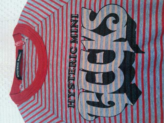 ヒスミニ  ボーダーロゴ 五分袖 シルク入り  size 100 < ブランド  ヒスミニ  ボーダーロゴ 五分袖 シルク入り  size 100  < ブランドの