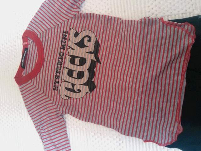 ヒスミニ  ボーダーロゴ 五分袖 シルク入り  size 100 < ブランド  ヒスミニ  ボーダーロゴ 五分袖 シルク入り  size 100 < ブランドの