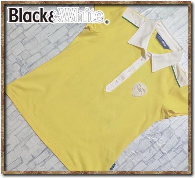 ブラックアンドホワイト アップリケ付き半袖ポロシャツ 黄 < レジャー/スポーツ  ブラックアンドホワイト アップリケ付き半袖ポロシャツ 黄  < レジャー/スポーツの