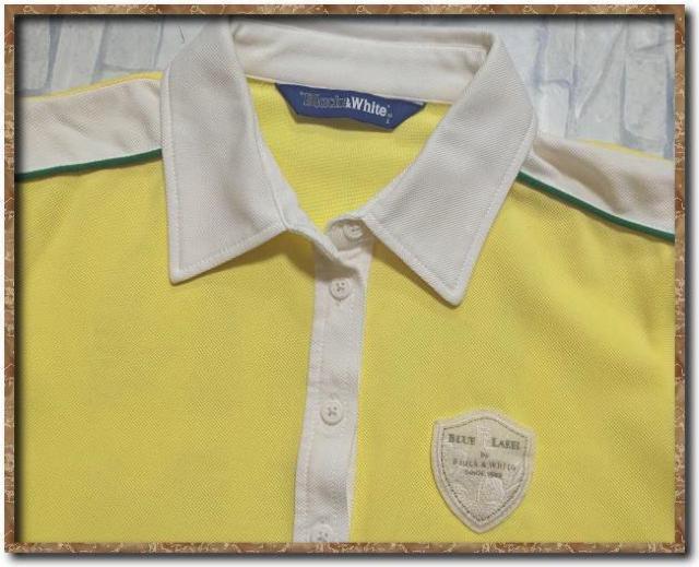 ブラックアンドホワイト アップリケ付き半袖ポロシャツ 黄 < レジャー/スポーツ  ブラックアンドホワイト アップリケ付き半袖ポロシャツ 黄 < レジャー/スポーツの