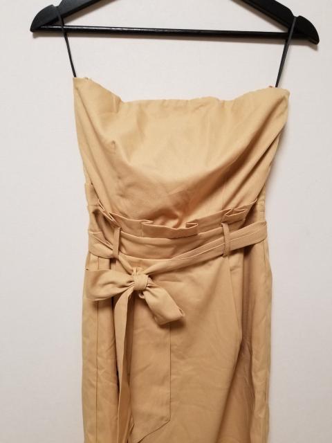 新品 GORGE ベアウエストリボン結び切替ベージュワンピースF < ブランド  新品 GORGE ベアウエストリボン結び切替ベージュワンピースF < ブランドの