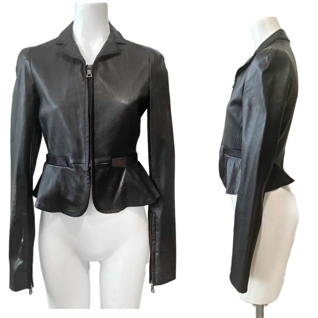 新品プラダ ピッタリレザージャケット 黒 #38 PRADA < ブランド 新品プラダ ピッタリレザージャケット 黒 #38 PRADA < ブランドの
