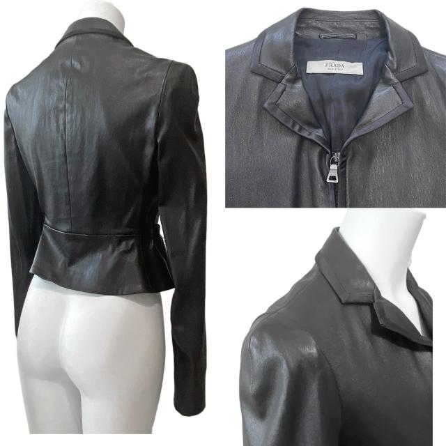 新品プラダ ピッタリレザージャケット 黒 #38 PRADA < ブランド 新品プラダ ピッタリレザージャケット 黒 #38 PRADA < ブランドの