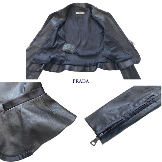 新品プラダ ピッタリレザージャケット 黒 #38 PRADA < ブランド 新品プラダ ピッタリレザージャケット 黒 #38 PRADA < ブランドの