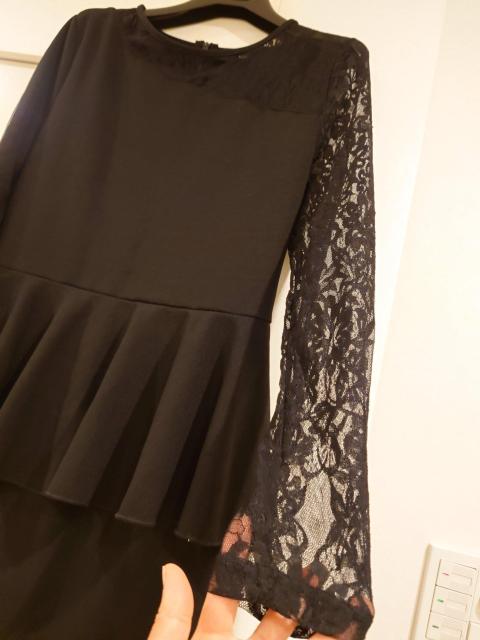 SHEIN  黒ミニワンピース 長袖レース Мサイズ < 女性ファッション  SHEIN  黒ミニワンピース 長袖レース Мサイズ < 女性ファッションの