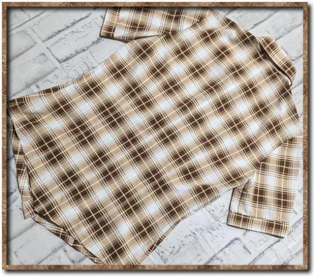 トランスコンチネンツ チェック半袖シャツ 白×茶 < ブランド トランスコンチネンツ チェック半袖シャツ 白×茶 < ブランドの