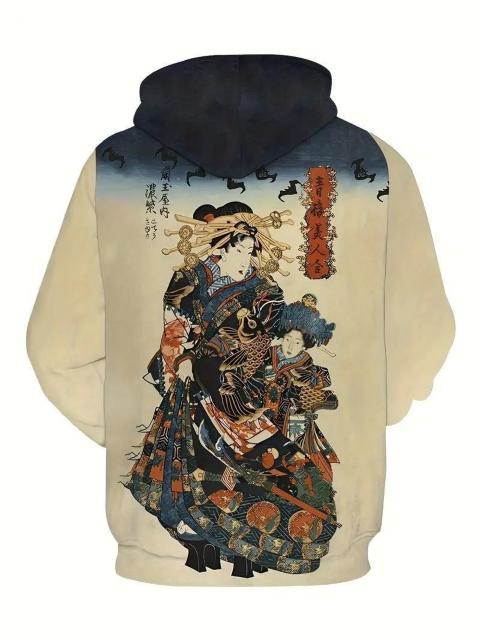 超お買い得2190円★メンズ古代東洋肖像プリントフード付きスウェットシャツ、長袖フーディー USAサイズM(日本サイズXL相当) < 男性ファッション  超お買い得2190円★メンズ古代東洋肖像プリントフード付きスウェットシャツ、長袖フーディー USAサイズM(日本サイズXL相当) < 男性ファッションの