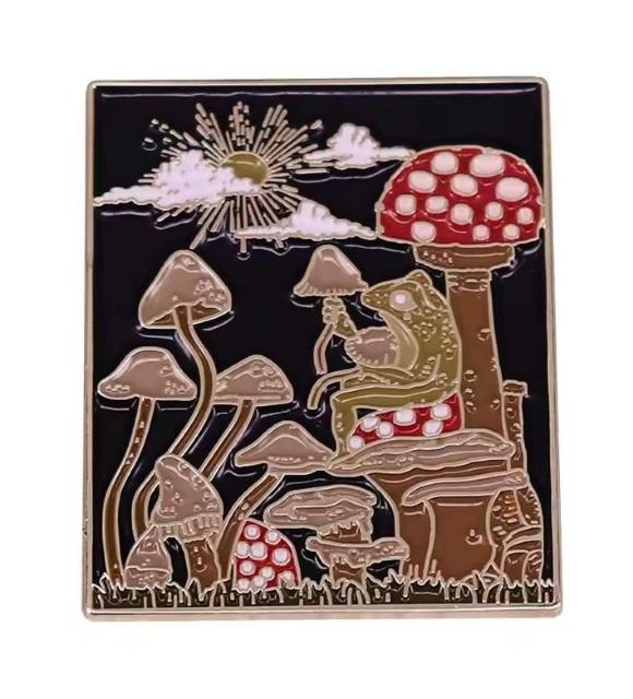 新品 キノコと蛙カエル ピンブローチ ピンバッジ ピンズ メルヘン ファンタジー < 男性アクセサリー/時計  新品 キノコと蛙カエル ピンブローチ ピンバッジ ピンズ メルヘン ファンタジー  < 男性アクセサリー/時計の