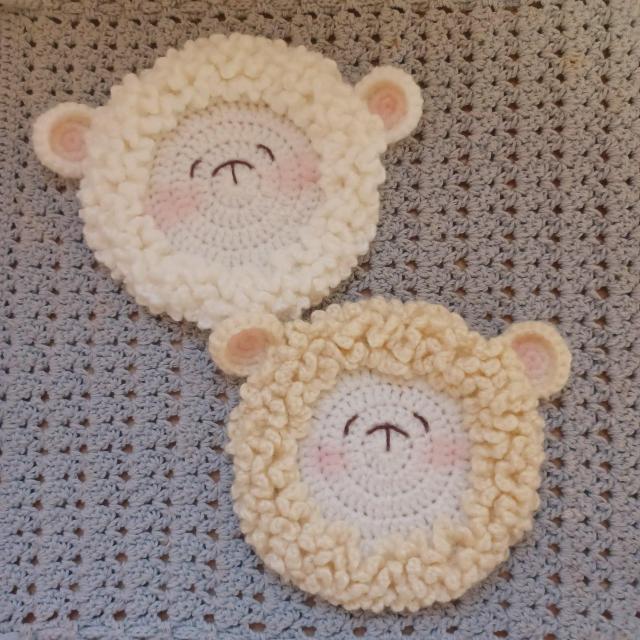 ☆Hand made☆ ひつじさんの大きめコースター*2枚組 < インテリア/ライフ ☆Hand made☆ ひつじさんの大きめコースター*2枚組 < インテリア/ライフの