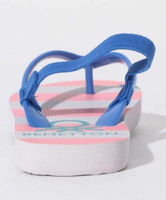セール●歩きやすいサンダル●ベネトン●ロゴ入りボーダー●24cm●ピンク×白ホワイト×水色ブルー < ブランド  セール●歩きやすいサンダル●ベネトン●ロゴ入りボーダー●24cm●ピンク×白ホワイト×水色ブルー < ブランドの