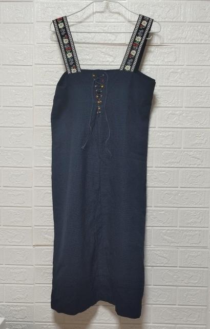 紺 大島紬 着物 リメイク オールインワン ワンピース ジャンパースカート < 女性ファッション  紺 大島紬 着物 リメイク オールインワン ワンピース ジャンパースカート  < 女性ファッションの