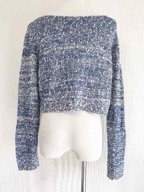 青ブルー白ホワイトブークレーミックスニットオフショル金銀ミニ < 女性ファッション  青ブルー白ホワイトブークレーミックスニットオフショル金銀ミニ < 女性ファッションの