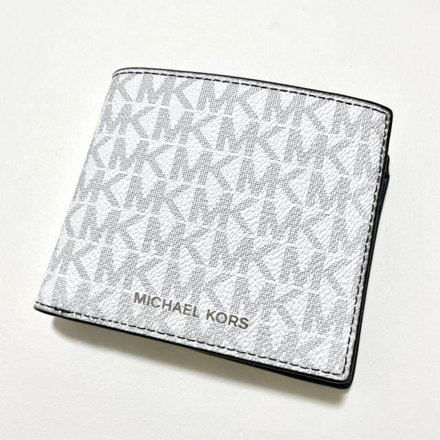マイケルコース 財布 ウォレット 二つ折り シグネチャー メンズ 白 ホワイト < 男性ファッション マイケルコース 財布 ウォレット 二つ折り シグネチャー メンズ 白 ホワイト < 男性ファッションの