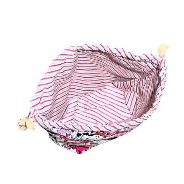 【底マチ幅が広い巾着】◆猫猫猫犬犬犬×赤シルバーラメストライプ◆裏地あり巾着 < 女性ファッション 【底マチ幅が広い巾着】◆猫猫猫犬犬犬×赤シルバーラメストライプ◆裏地あり巾着 < 女性ファッションの