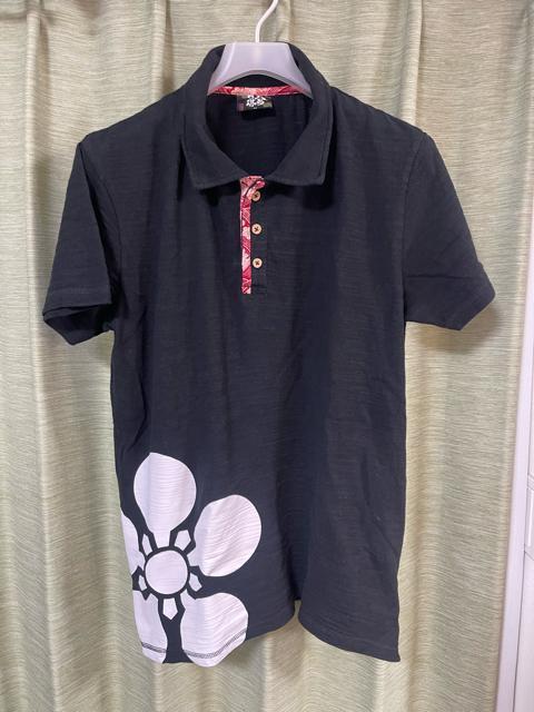 和柄 ポロシャツ 半袖 ブラック LLサイズ 綿100% 花柄×漢字プリント 半袖ポロシャツ ポロシャツ < 男性ファッション 和柄 ポロシャツ 半袖 ブラック LLサイズ 綿100% 花柄×漢字プリント 半袖ポロシャツ ポロシャツ < 男性ファッションの