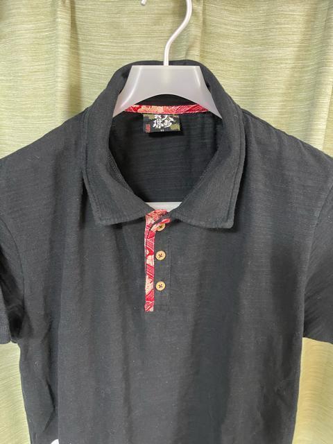 和柄 ポロシャツ 半袖 ブラック LLサイズ 綿100% 花柄×漢字プリント 半袖ポロシャツ ポロシャツ < 男性ファッション 和柄 ポロシャツ 半袖 ブラック LLサイズ 綿100% 花柄×漢字プリント 半袖ポロシャツ ポロシャツ < 男性ファッションの