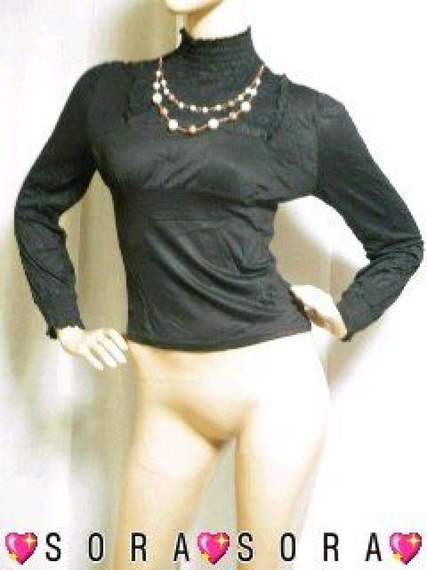 【DIVAS】2連ネックレス付♪胸元刺繍 首元&袖リブ トップス ブラック < ブランド 【DIVAS】2連ネックレス付♪胸元刺繍 首元&袖リブ トップス ブラック < ブランドの