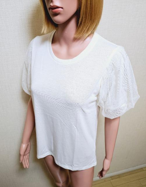 新品タグ付☆SUCRE NEIGE☆ぷっくり袖の純白カットソーT288☆3点で即落 < 女性ファッション  新品タグ付☆SUCRE NEIGE☆ぷっくり袖の純白カットソーT288☆3点で即落 < 女性ファッションの