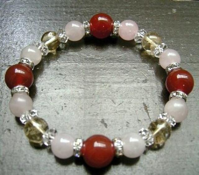 ローズクォーツxカーネリアンxシトリンブレスレット < 女性アクセサリー/時計 ローズクォーツxカーネリアンxシトリンブレスレット < 女性アクセサリー/時計の