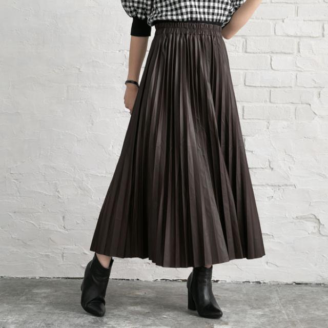 夢展望★エコレザー プリーツ ロングスカート < ブランド 夢展望★エコレザー プリーツ ロングスカート < ブランドの