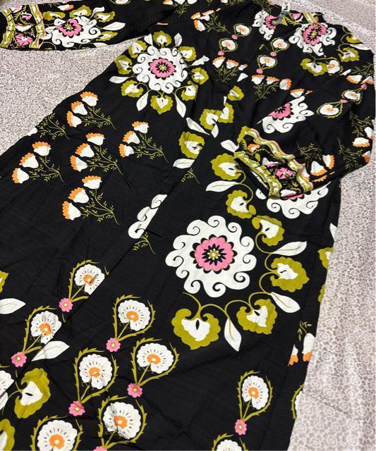 前開きマキシ丈 ワンピース 花柄 ロング丈 長袖 大きいサイズ < 女性ファッション  前開きマキシ丈 ワンピース 花柄 ロング丈 長袖 大きいサイズ < 女性ファッションの