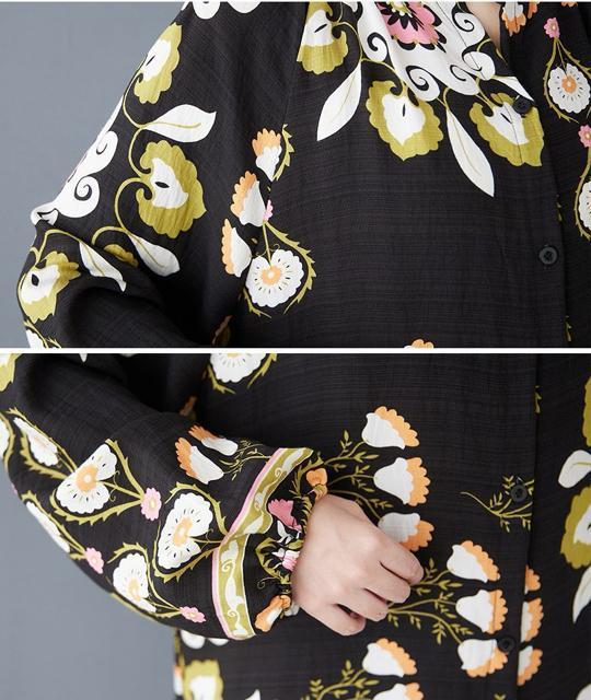 前開きマキシ丈 ワンピース 花柄 ロング丈 長袖 大きいサイズ < 女性ファッション  前開きマキシ丈 ワンピース 花柄 ロング丈 長袖 大きいサイズ < 女性ファッションの