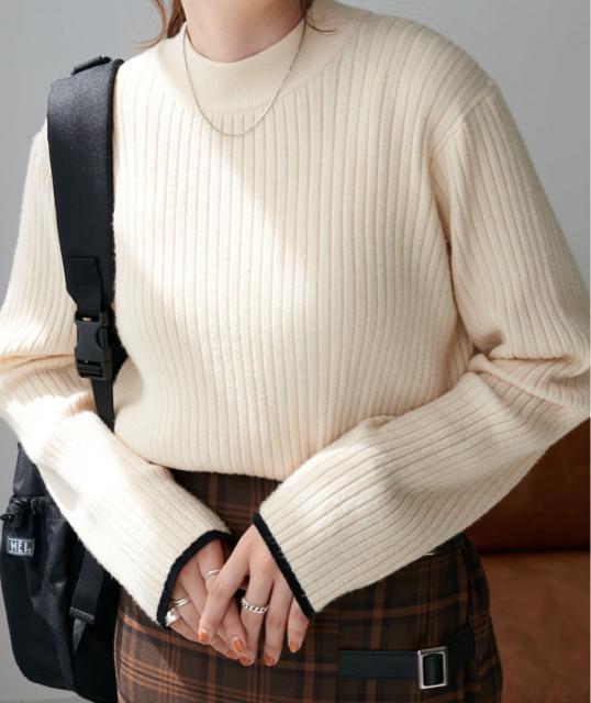 【DISCOAT】モチモチリブパイピングハイネック アイボリー M size ハイネックニット < 女性ファッション 【DISCOAT】モチモチリブパイピングハイネック アイボリー M size ハイネックニット < 女性ファッションの