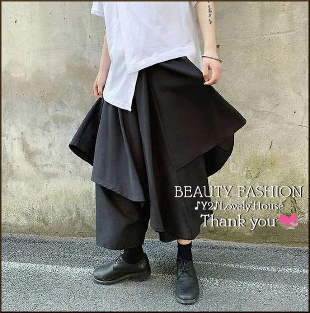 〜3L4L*重ね着風アシンメトリースカート+袴パンツ//ドッキン < 女性ファッション 〜3L4L*重ね着風アシンメトリースカート+袴パンツ//ドッキン < 女性ファッションの