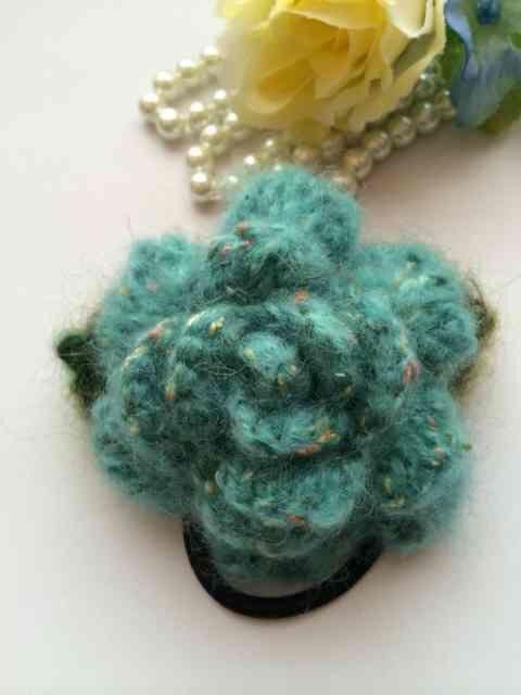 ハンドメイド ヘアゴム 薔薇 モヘア axes好き ターコイズ ローズ < 女性ファッション  ハンドメイド ヘアゴム 薔薇 モヘア axes好き ターコイズ ローズ  < 女性ファッションの