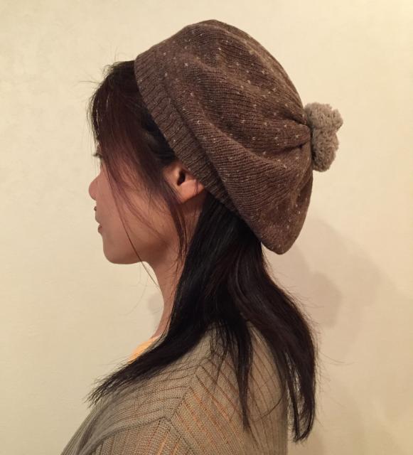 送料無料 レディース ニット ぼんぼん付き ベレー帽 ブラウン < 女性ファッション  送料無料 レディース ニット ぼんぼん付き ベレー帽 ブラウン < 女性ファッションの