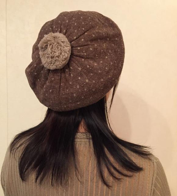 送料無料 レディース ニット ぼんぼん付き ベレー帽 ブラウン < 女性ファッション  送料無料 レディース ニット ぼんぼん付き ベレー帽 ブラウン < 女性ファッションの