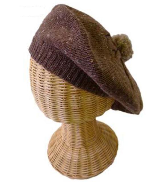 送料無料 レディース ニット ぼんぼん付き ベレー帽 ブラウン < 女性ファッション  送料無料 レディース ニット ぼんぼん付き ベレー帽 ブラウン < 女性ファッションの