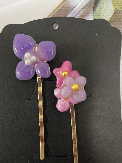 ハンドメイド レジン アジサイのヘアピン2本セット < 女性ファッション  ハンドメイド レジン アジサイのヘアピン2本セット < 女性ファッションの