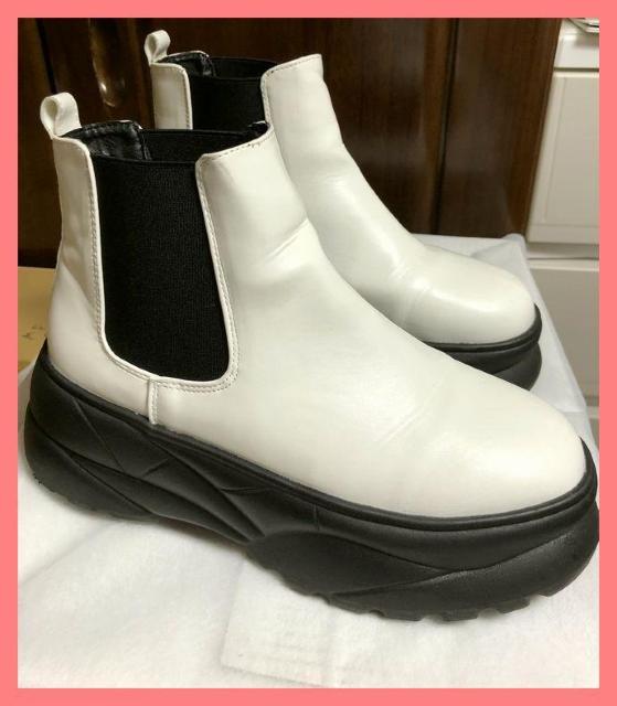 ☆美品☆足長美脚♪厚底サイドゴアショートブーツ白LL☆ < 女性ファッション ☆美品☆足長美脚♪厚底サイドゴアショートブーツ白LL☆ < 女性ファッションの