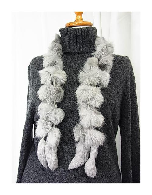 500円スタ【美品】ラビットファー マフラー 2連ボンボンタイプ(6) < 女性ファッション 500円スタ【美品】ラビットファー マフラー 2連ボンボンタイプ(6) < 女性ファッションの